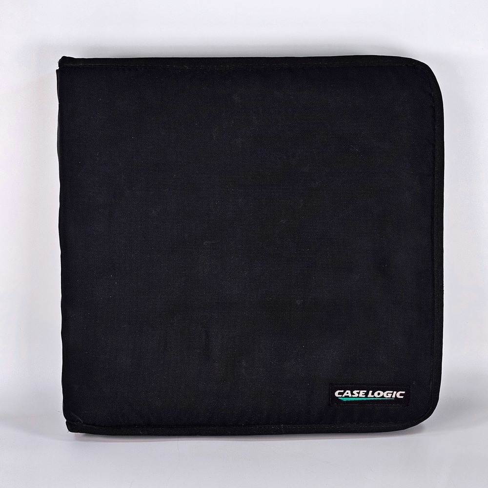 Vintage Logic Black Nylon CD DVD Binder Zippered Media Storage Wallet Case